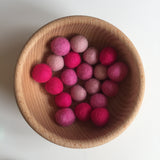 Shades of Pink Felted Balls - 10 pieces- 20mmD each pompom