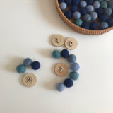Shades of Blue Wool Balls 2cmD