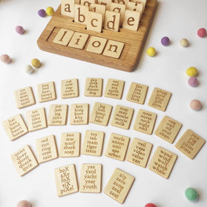 Wooden Double-Sided Board/Stand with Lowercase Letter Cards / Alphabet Set