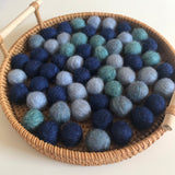Shades of Blue Wool Balls 2cmD
