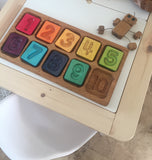 10 Compartments Montessori Counting Tray / 1-10 Number Section Tray with Wooden Stylus