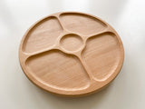 5 compartments Round Montessori Tray / Turntable Lazy Suzan wooden tray