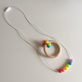 Nursing and teething baby gift set / Rainbow silicone beads