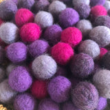 Shades of Purple Wool Balls 2cmD