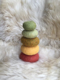 Yellow-Green Stacking Felted Pebbles