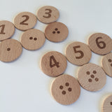 Wooden Number Coins, 1-15 number discs, 30 pcs