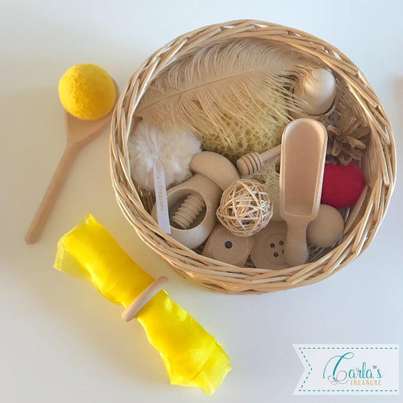 Montessori Themed Baby Sensory Basket - 20 objects
