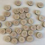 Wooden UPPERCASE & lowercase Alphabet discs / 34 pcs / Montessori Educational CE certified ABC wood slices